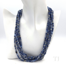Load image into Gallery viewer, Sodalite 4 mm beads six layered necklace with sterling silver lobster clasp.