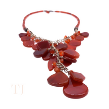 Load image into Gallery viewer, Carnelian Flat and Tube Necklace with hook clasp