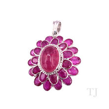 Cargar imagen en el visor de la galería, Ruby Layered Flower Pendant in Sterling Silver