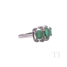 Load image into Gallery viewer, Emerald Oval Cut Ring in Sterling Silver