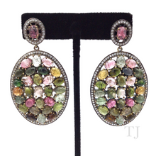 Загрузить изображение в средство просмотра галереи, Multi-colored Tourmaline Oval Earrings in Sterling Silver