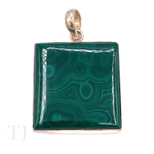 Load image into Gallery viewer, Malachite Square Pendant in Sterling Silver