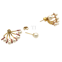 Load image into Gallery viewer, Freshwater Pearl Earrings in Sterling Silver (gold color coated)