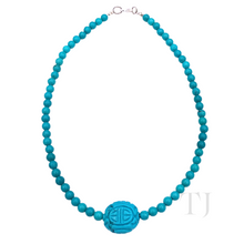 Load image into Gallery viewer, Blue Turquoise Bead Necklace with Pendant