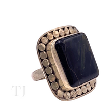 Load image into Gallery viewer, Blue Tiger's Eye Square Cabochon in sterling silver setting ring