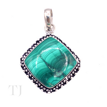 Load image into Gallery viewer, Malachite Rhombus Shape Pendant in Sterling Silver