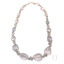 Load image into Gallery viewer, Aquamarine faceted graduated style necklace with 14k gold clasp