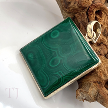 Load image into Gallery viewer, Malachite Square Pendant in Sterling Silver