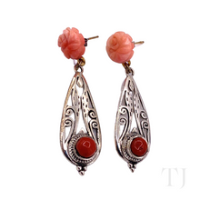 Load image into Gallery viewer, Coral Rose Earrings in Sterling Silver