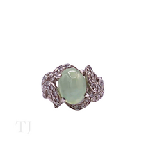 Load image into Gallery viewer, Prehnite Cabochon in Sterling Silver Curving Ring