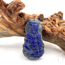 Load image into Gallery viewer, Lapis lazuli gemstone pendant crafted in buddha figure