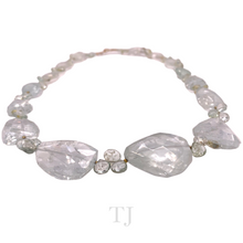 Load image into Gallery viewer, front view of Aquamarine faceted graduated style necklace with 14k gold clasp