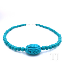 Load image into Gallery viewer, Blue Turquoise Bead Necklace with Pendant