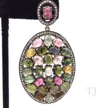 Загрузить изображение в средство просмотра галереи, Multi-colored Tourmaline Oval Earrings in Sterling Silver