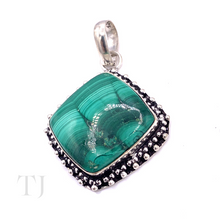 Load image into Gallery viewer, Malachite Rhombus Shape Pendant in Sterling Silver