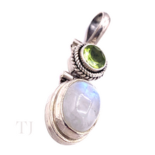 Load image into Gallery viewer, Moonstone Oval Cabochon & Peridot Pendant in Sterling Silver