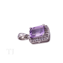 Load image into Gallery viewer, Closer view of Amethyst Square cut with diamonique pendant in sterling silver