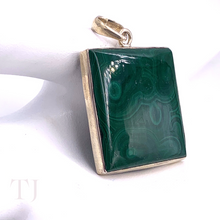 Load image into Gallery viewer, Malachite Square Pendant in Sterling Silver