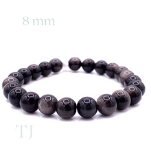 将图片加载到图库查看器,Silver Sheen Obsidian Bead Bracelet