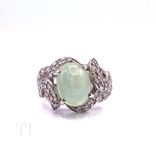 Load image into Gallery viewer, Prehnite Cabochon in Sterling Silver Curving Ring