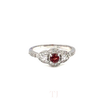 Cargar imagen en el visor de la galería, Garnet with Diamonique Ring in Sterling Silver