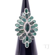 Load image into Gallery viewer, Emerald Layered Rhombus Ring in Sterling Silver