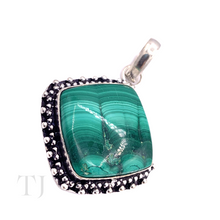 Load image into Gallery viewer, Malachite Rhombus Shape Pendant in Sterling Silver