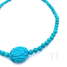 Load image into Gallery viewer, Blue Turquoise Bead Necklace with Pendant