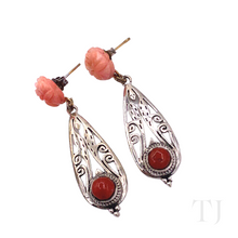 Load image into Gallery viewer, Coral Rose Earrings in Sterling Silver