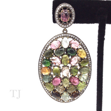 Загрузить изображение в средство просмотра галереи, Multi-colored Tourmaline Oval Earrings in Sterling Silver