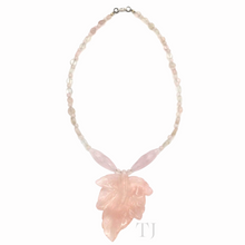 Cargar imagen en el visor de la galería, Rose Quartz Necklace with Leaf Pendant