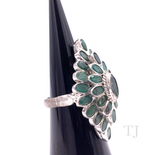 Load image into Gallery viewer, Emerald Layered Rhombus Ring in Sterling Silver