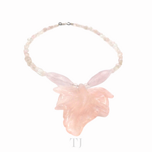 Cargar imagen en el visor de la galería, Rose Quartz Necklace with Leaf Pendant