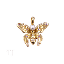 Load image into Gallery viewer, Pearl with Diamonique & Gemstones Pendant in 925 (Gold Coated)