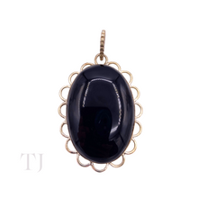 Load image into Gallery viewer, Black Onyx Oval Cabochon Pendant in Sterling Silver