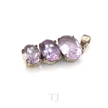 Load image into Gallery viewer, Amethyst triple oval pendant in sterling silver