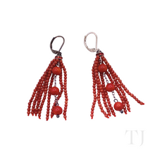 Load image into Gallery viewer, Red Coral Earrings in Sterling Silver