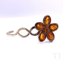 Cargar imagen en el visor de la galería, Amber Flower Bracelet in Stelring Silver