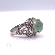 Load image into Gallery viewer, Prehnite Cabochon in Sterling Silver Curving Ring