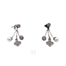 Load image into Gallery viewer, Freshwater Pearl with Diamonique Earrings in Sterling Silver