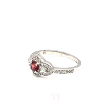 Cargar imagen en el visor de la galería, Garnet with Diamonique Ring in Sterling Silver