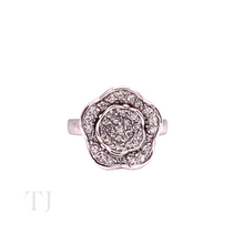 将图片加载到图库查看器,925 纯银 Diamonique 双花戒指