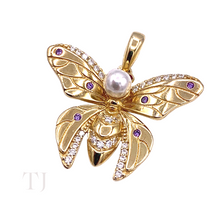 Load image into Gallery viewer, Pearl with Diamonique & Gemstones Pendant in 925 (Gold Coated)