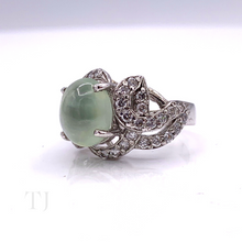 Load image into Gallery viewer, Prehnite Cabochon in Sterling Silver Curving Ring