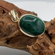 Load image into Gallery viewer, Malachite Cabochon Pendant in Sterling Silver