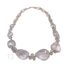 Load image into Gallery viewer, Aquamarine faceted graduated style necklace with 14k gold clasp