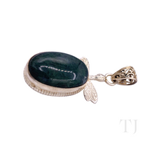 Load image into Gallery viewer, Moss Agate Cabochon Pendant in Sterling Silver
