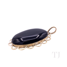 Load image into Gallery viewer, side view of Black Onyx Oval Cabochon Pendant in Sterling Silver