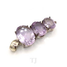 Load image into Gallery viewer, Amethyst triple oval pendant in sterling silver