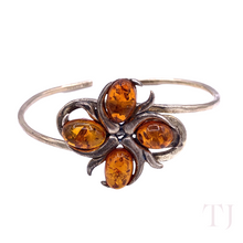 Load image into Gallery viewer, Amber Flower with 925 Silver